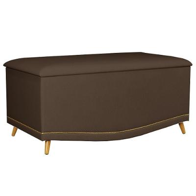 Calçadeira Baú Solteiro 90cm Com Tachas Imperial J02 Veludo Chocolate - Mpozenato