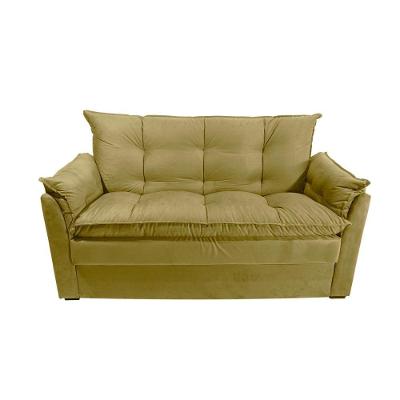 Sofá Small 3 Lugares Conforto 160cm Suede Bege Herrero Decor Bege