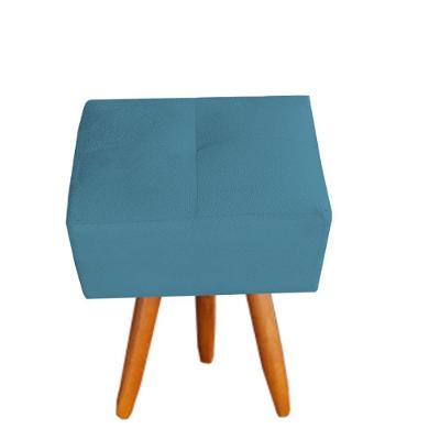 Puff Malu Decorativo Pés Palito Suede Azul Tiffany D'classe Decor