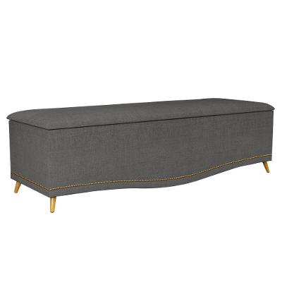 Calçadeira Baú Casal 140cm Com Tachas Imperial J02 Linho Grafite - Mpozenato