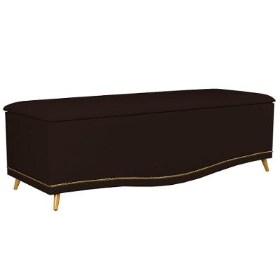 Calçadeira Baú Casal 140cm Com Tachas Imperial J02 Sintético Marrom Escuro - Mpozenato
