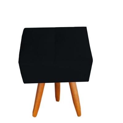 Puff Malu Decorativo Pés Palito Suede Preto D'classe Decor