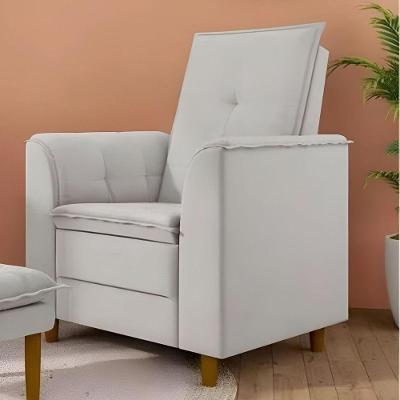 Poltrona Para Sala Confortável Decorativa Isa Linho Cinza