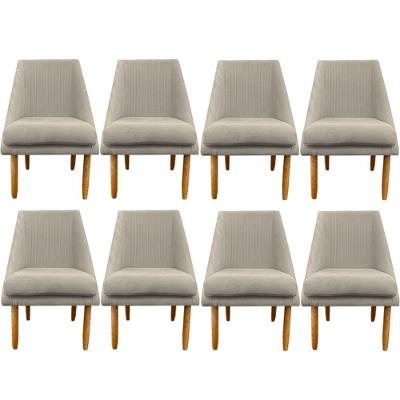 Kit 08 Cadeiras Para Sala De Jantar Ana Pés Palito Suede Bege- D'classe Decor