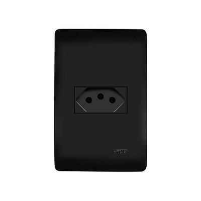 Tomada Fame Habitat Black 2p+t 10a Com Placa 4x2 Preta