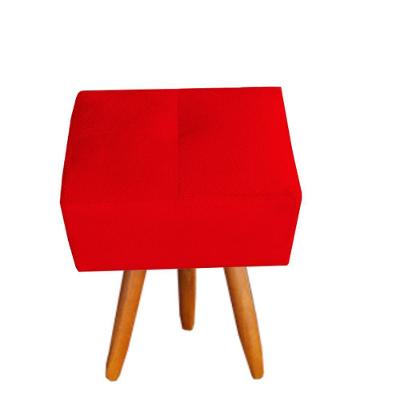Puff Malu Decorativo Pés Palito Suede Vermelho D'classe Decor