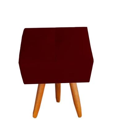 Puff Malu Decorativo Pés Palito Suede Marsala D'classe Decor