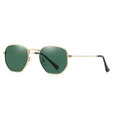Óculos De Sol Clássico Retro Hexágono Metal Frame Com Proteção Uv400 Verde