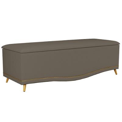 Calçadeira Baú Casal 140cm Com Tachas Imperial J02 Sintético Areia - Mpozenato
