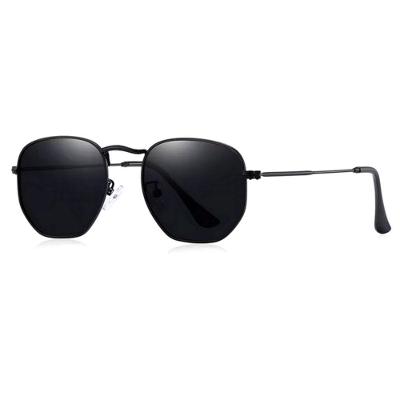 Óculos De Sol Clássico Retro Hexágono Metal Frame Com Proteção Uv400 Preto