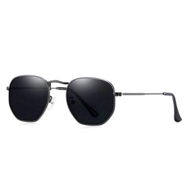 Óculos De Sol Clássico Retro Hexágono Metal Frame Com Proteção Uv400 Cinza Grafite