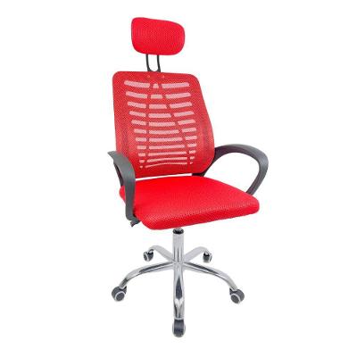Cadeira Escritório Diretor Tela Mesh Com Encosto De Cabeça Vermelho E Preto