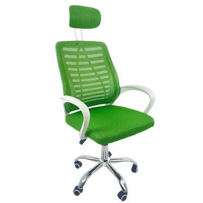 Cadeira Escritório Diretor Tela Mesh Com Encosto De Cabeça Verde E Branco
