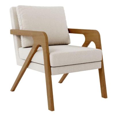 Poltrona Decorativa Sala De Estar Escritório Recepção Olinda Bouclé Bege