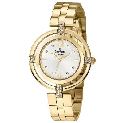 Relógio Champion Feminino Dourado Strass Cn25421h