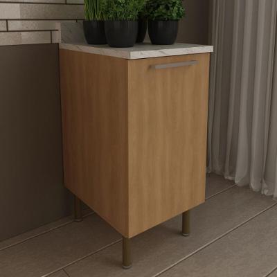 Balcão De Cozinha Com Tampo E 1 Porta 40cm Multimóveis Cr20458 Freijó Mármore Branco