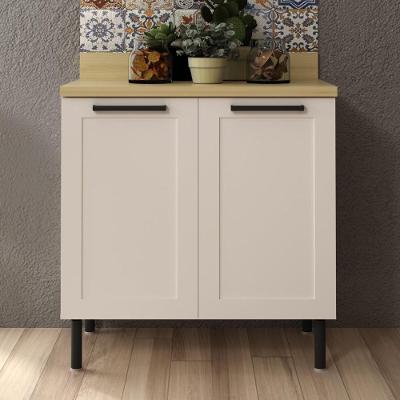 Balcão De Cozinha Em Mdf Com Tampo E 2 Portas 80cm Multimóveis Cr20463 Branco Carvalho Tropical