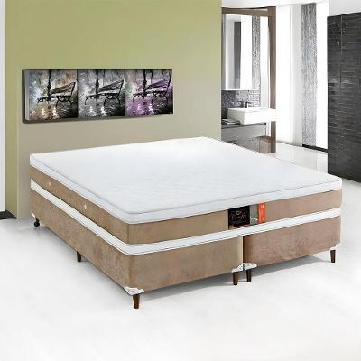 Base Box E Colchao Queen Ouroflex Molas Ensacadas 1,98 X 1,58 X 0,72 Branco - Bege