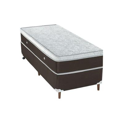 Base Box E Colchao Solteiro Stylle Unico Molas Ensacadas 1,88 X 0,88 X 0,70 Branco - Marrom
