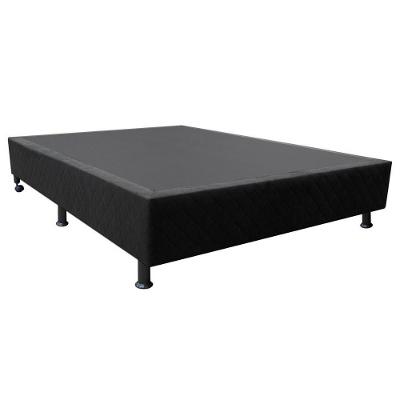 Base Box Para Cama Casal 138x188cm Liz S05 Suede Bordado Preto - Mpozenato
