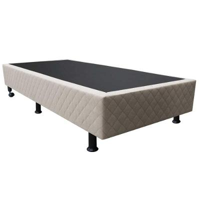 Base Box Para Cama Solteiro 88x188cm Liz S05 Suede Bordado Bege - Mpozenato