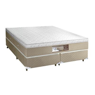 Base Box + Colchao King Sensy Euro Pilow Com Molas Ensacadas 2,03x1,93x0,74 Branco- Bege