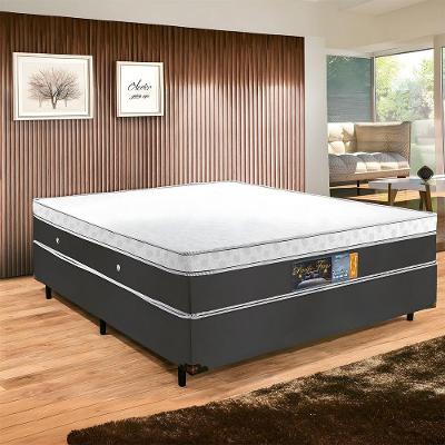 Base Box E Colchao Casal Pacific Firme Molas Ensacadas 1,88 X 1,38 X 0,74 Branco - Cinza