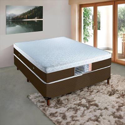 Base Box E Colchao Casal Stylle Unico Molas Ensacadas 1,88 X 1,38 X 0,70 Branco - Marrom