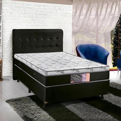Base Box E Colchao Queen Confort Flex Molas Ensacadas 1,98 X 1,58 X 0,67 Branco - Preto