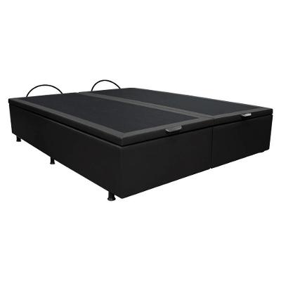 Base Box Baú Para Cama Casal Queen 158x198cm Bipartido Liz S05 Sintético Preto - Mpozenato
