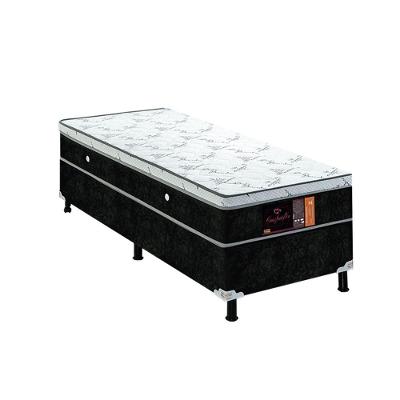 Base Box E Colchao Solteiro Confort Flex Molas Ensacadas 1,88 X 0,88 X 0,67 Branco - Preto