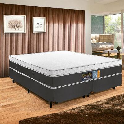 Base Box E Colchao Queen Pacific Firme Molas Ensacadas 1,98 X 1,58 X 0,74 Branco - Cinza