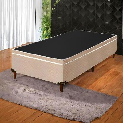Base Cama Box Bau Articulado Solteiro 1,88x0,88x0,40 Suede E Bege