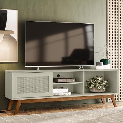 Rack Retrô Para Tv 60 Polegadas Panama - Off White Acetinado - Cor: Off White