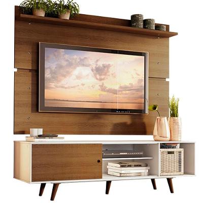 Rack Dubai e Painel Tv Até 65" com Pés Branco/rustic Madesa