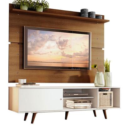 Rack Dubai e Painel Tv até 65" com Pés Branco/rustic Madesa
