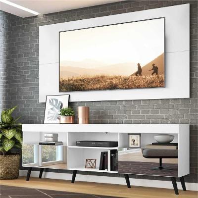 Rack com Painel TV até 65" Espelho e Pés Retrô Multimóveis
