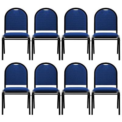 Kit 8 Cadeiras Hoteleiras Auditório Empilhável Linho M23 Azul - Mpozenato