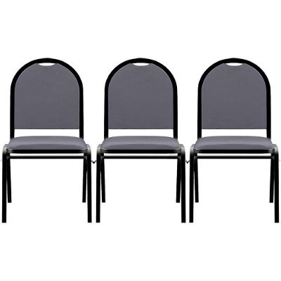 Kit 3 Cadeiras Hoteleiras Auditório Empilhável Sintético M23 Cinza - Mpozenato