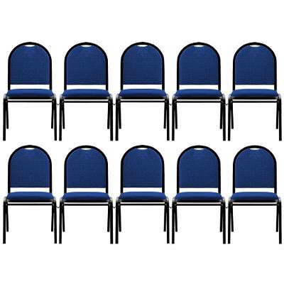 Kit 10 Cadeiras Hoteleiras Auditório Empilhável Linho M23 Azul - Mpozenato