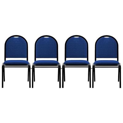 Kit 4 Cadeiras Hoteleiras Auditório Empilhável Linho M23 Azul - Mpozenato