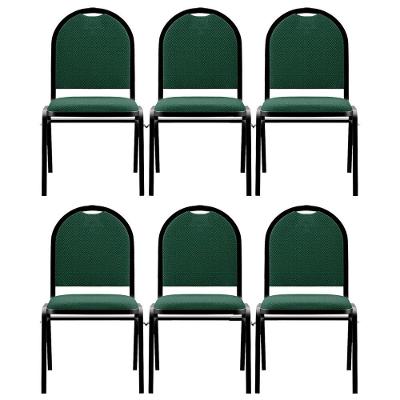 Kit 6 Cadeiras Hoteleiras Auditório Empilhável Linho M23 Verde - Mpozenato