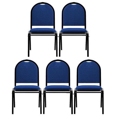 Kit 5 Cadeiras Hoteleiras Auditório Empilhável Linho M23 Azul - Mpozenato
