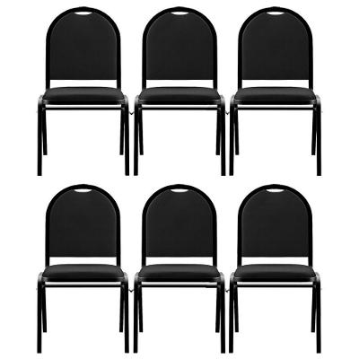 Kit 6 Cadeiras Hoteleiras Auditório Empilhável Sintético M23 Preto - Mpozenato