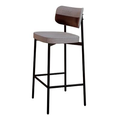 Banqueta Alta Bar Estofada Ella M25 Linho Cinza Cl-café - Mpozenato