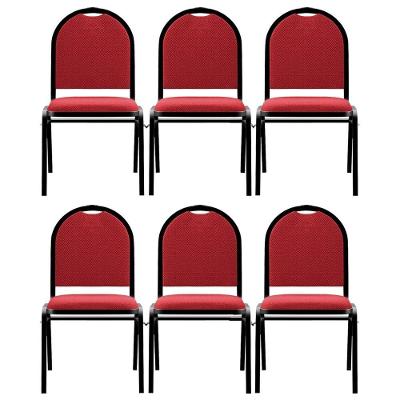 Kit 6 Cadeiras Hoteleiras Auditório Empilhável Linho M23 Vermelho - Mpozenato