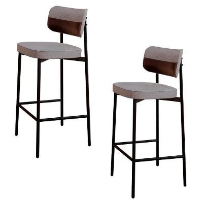 Banqueta Alta Bar Estofada Kit 2 Ella M25 Linho Cinza Cl-café - Mpozenato