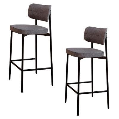 Banqueta Alta Bar Estofada Kit 2 Ella M25 Linho Cinza - Mpozenato