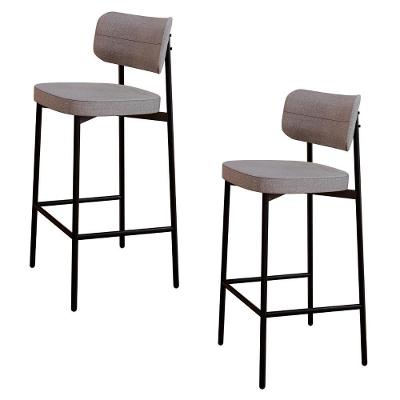 Banqueta Alta Bar Estofada Kit 2 Ella M25 Linho Cinza Cl - Mpozenato