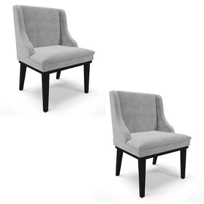 Kit 2 Cadeiras Estofadas Para Sala De Jantar Base Fixa De Madeira Preto Lia Suede Cinza - Ibiza